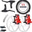 Farbetter Mechanical Bike Disc Brake Kit, Including Front and Rear Caliper, Brakes Cables, Brake Levers, 160mm Rotor, with Cable End Tips Caps, Rotating S-Hook Clips, Disc Rotor Adjuster