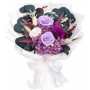 Bonsion Preserved Flowers for Delivery, Purple Rose Bouquet Gift for Women and Mom, Long Lasting Floral Arrangement for Birthday & Anniversary