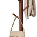 Coat Rack, Freestanding Coat Rack with 8 Hooks and 3 Adjustable Size Tree Coat Racks for Bedroom, Hallway, Entrance, Office, for Hats, Coats, Scarves, Handbags (1 PC, Brown)