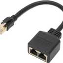RJ45 Network 1 to 2 Port Ethernet Adapter Splitter, 1 Male to 2 Female LAN Ethernet Splitter Adapter Cable for All Networks, Homes and Offices, and All Broadband Connections
