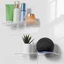 OAPRIRE Clear Acrylic Floating Shelves Set of 2 - Easily Expand Wall Space - Small Wall Shelf with Strong Adhesive for Bathroom, Bedroom, etc