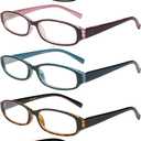 Success Eyewear Reading Glasses 5 Pairs Spring Hinge Fashion Quality Readers for Men and Women (Set of Black, Black Pink, Black Blue, Black Havana, Black Clear)