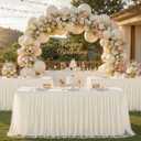 Ivory Tulle Tablecloth for 6 Foot Rectangular Tables 6ft Ivory Table Cloth Rectangle Wrinkle Free Table Cover with Tutu Skirt for Wedding Birthday Party Bridal Shower Banquet Buffet Cake Cocktail