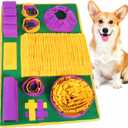 Vivifying Snuffle Mat for Dogs, Interactive Dog Puzzle Toys for Boredom and Mental Stimulation, Sniff Mat Helps Puppy and Cats Slow Eating and Keep Busy (Yellow Purple Green)