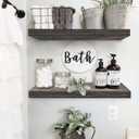 QEEIG Floating Shelves for Wall 23.6" Long - Wall Mounted Shelf Bathroom Kitchen Living Room Bedroom Farmhouse Home Decor Display Bookshelf Large 23.6 x 9.3 inch Set of 2, Grey (008-60GY)