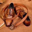 VATAN Men's Genuine Leather Dress Belts, Handmade Classic Every Day Leather Jeans Belt for Men Work Business Casual