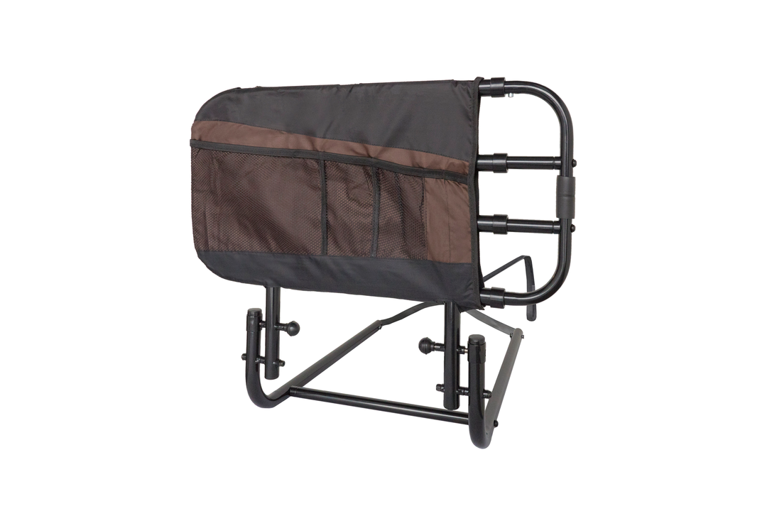 Stander EZ Adjust Bed Rail, Adjustable Senior Bed Rail and Safety Assist Railing for Elderly Adults with Organizer Pouch, ASTM Safety Approved Guard Rail, Black