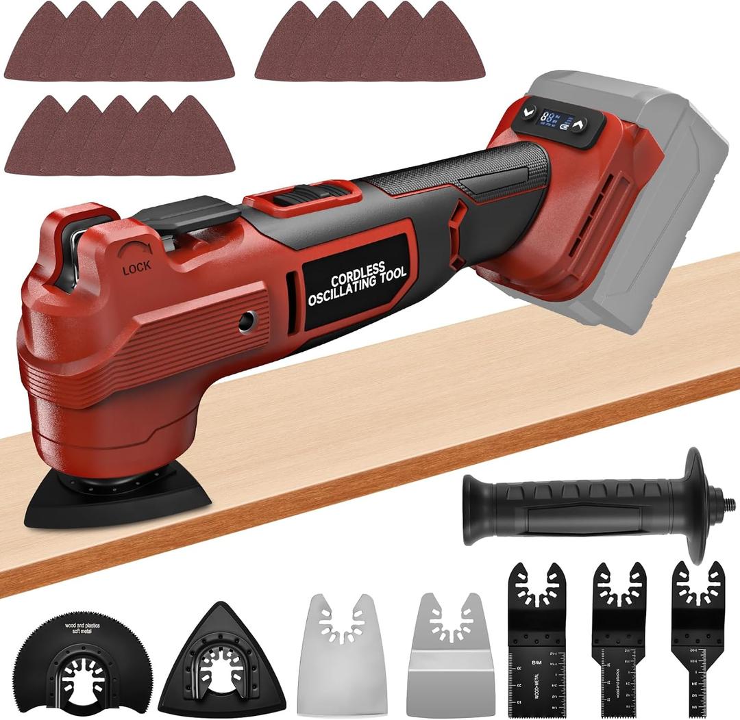 Upgraded Oscillating Multi Tool Compatible with Milwaukee 18V Max Battery, Cordless Oscillating Tool with Brushless Motor 20000 OPM, 7 Gear for Cutting, Sanding, Scraping, Tool Only