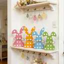 3 x 4 Pcs Pastel Wooden Easter Bunny Spring Table Decorations for Home - 6.3" Tall Colorful Cute Bunny Signs for Mantel Dining Room Tabletop Tiered Tray Decor