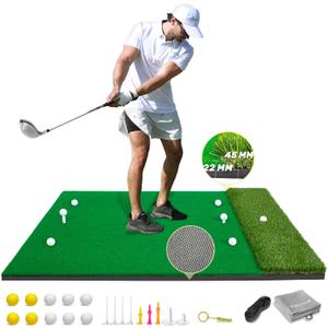 MyVoice Pro Thickened Golf Mat Set - 5x4ft | Premium Indoor/Outdoor Training for Precision Shots | Multiple Turf Options | High-Elastic, Non-Slip Base