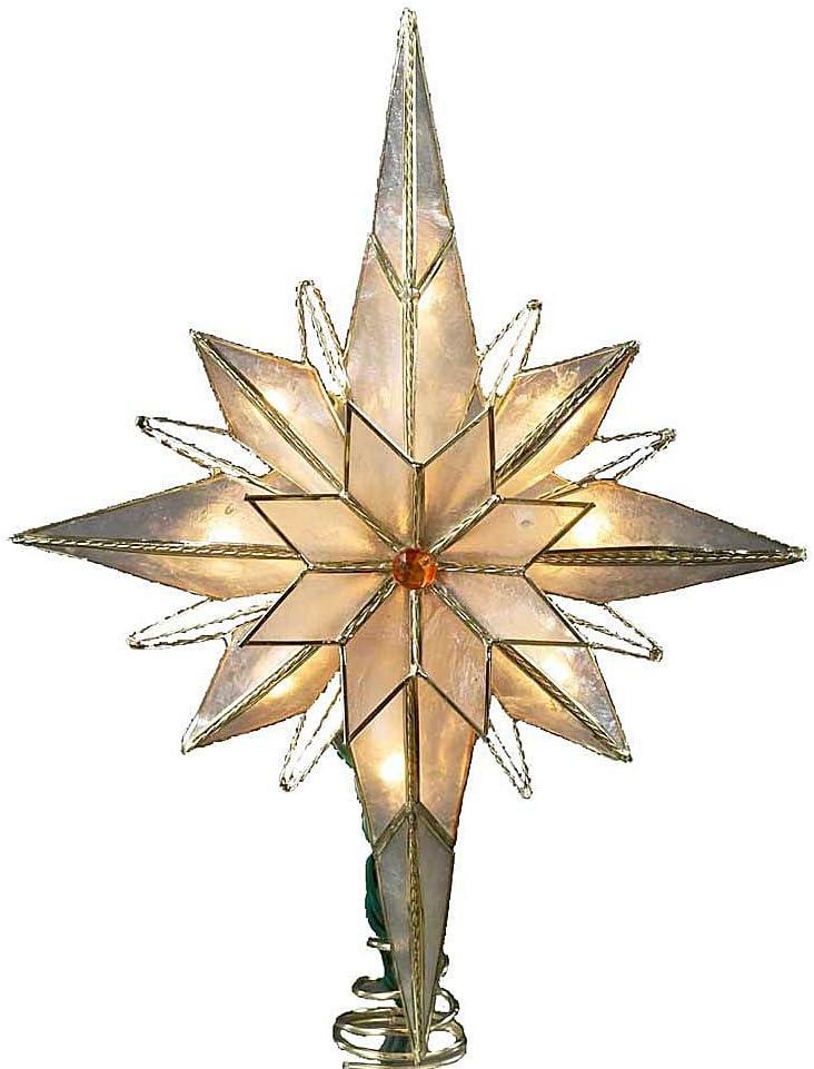 Kurt Adler 10-Light 10-Inch Capiz Classical Multi-Pointed Bethlehem Star Treetop