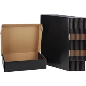 EXYGLO Shipping Cardboard Boxes for Small Business, Packing and Mailing, 12x9x3 - Pack of 20, Black