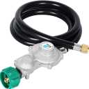 GGC 5FT Two Stage Propane Regulator with Hose, Dual Stage Propane Hose with QCC1/Type1 Connector for Gas Grills RV Appliance Generator