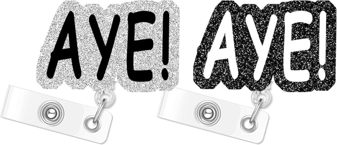 Aye 2p Badge Reel Retractable ID Clip Badge Reel Holder Funny Cute Acrylic Badge Accessories for Unique Nurse Office Worker Teacher Students Woman Men