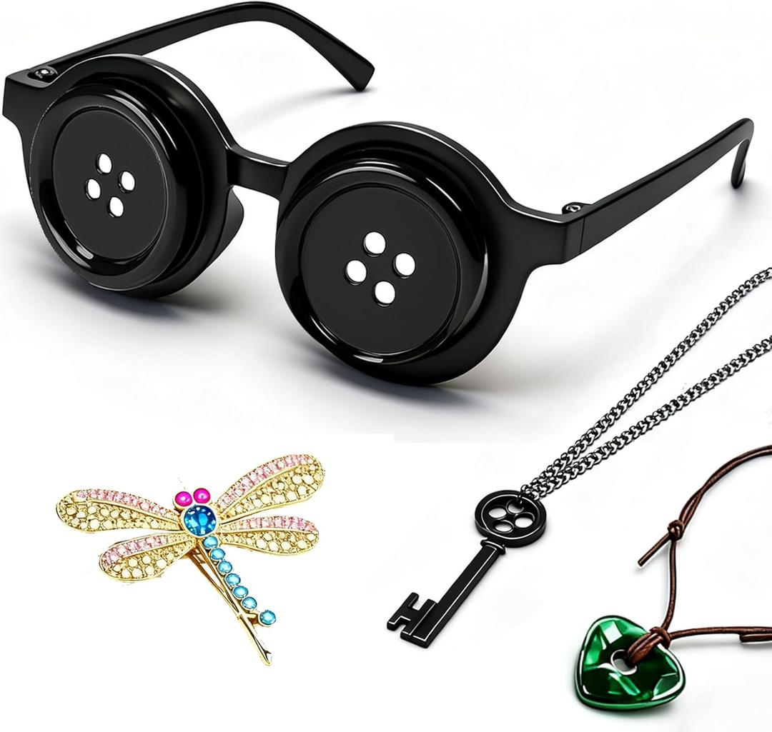 Lokypoki Black Button Eye Glasses, Novelty Costume Accessory for Halloween Dress Up, Cosplay, and Fancy Dress Parties