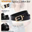 WHIPPY Women Leather Belts for Jeans Pants Fashion Dress Belt for Women with Solid Pin Buckle (Black)