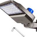 LEDMO LED Parking Lot Lighting 150W LED Shoebox Light Adjustable Street Light with Dusk to Dawn Photocell Slip Fitter 5000K Waterproof IP65 Commercial Outdoor Lighting for Yard Barn Garage Shop Patio (150W-1Pack-Adjustable Arm Mount)