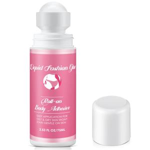 Body Adhesive Roll-On for Skin & Clothing, 2.53 Oz Sweat Resistant Water Wash Off Fashion Body Glue for Dancers, Butt Glue Applicator for Compression Stocking Bras Residue Free(Classic)