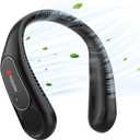 Neck Fan, Hands Free Bladeless Neck Fans Portable Rechargeable, 6000 mAh Battery Operated Wearable Personal Fan, Cooling Neck Fan, 3 Speeds, USB Fan Gifts for Men, Women, Travel, Outdoor (Black)