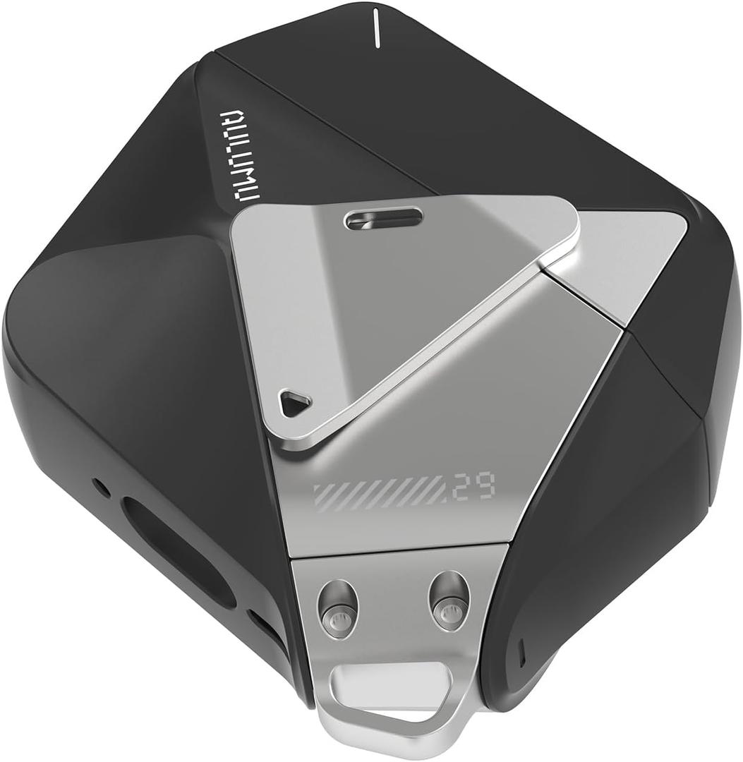 Aulumu A29 Geometric AirPods 4 Case with Lock | Protective Cover with Nylon Buckle | Alloy Armour | Compatible with Apple AirPods 4th (2024) - Black