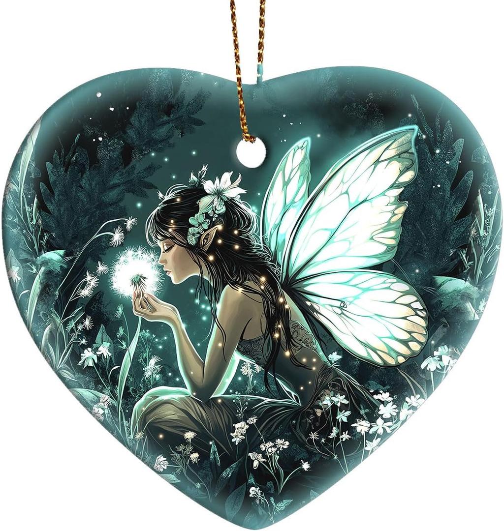 2 x Fairy Christmas Ornaments 2025 - Fairy Gifts for Women, Xmas Gifts for Friends Family as Fairy Decor, Ceramic Angel Ornaments for Christmas Tree Decorations, Gift Exchange Ideas