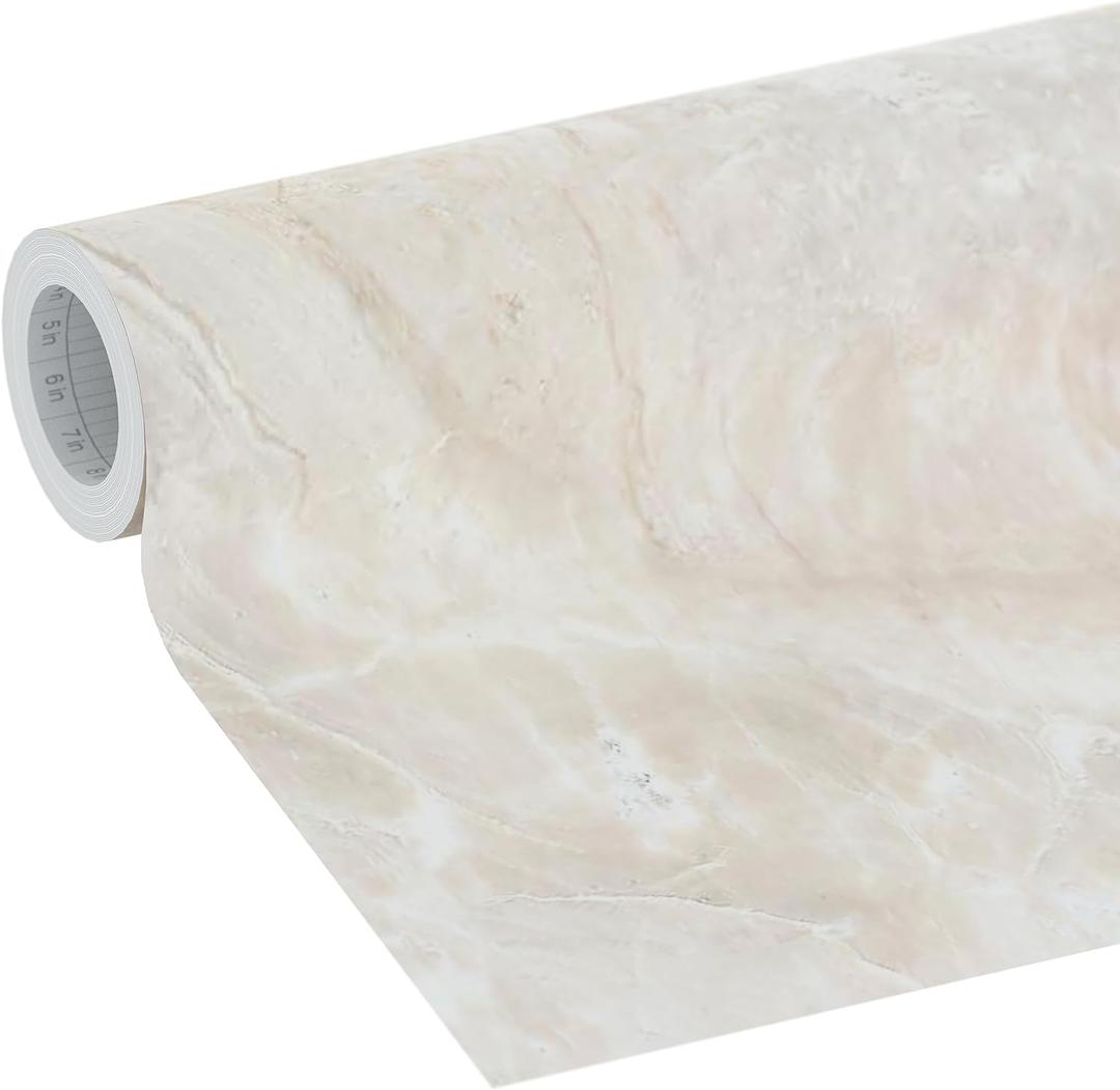 EasyLiner Peel & Stick Decor Removable Peel and Stick Wallpaper - Self Adhesive Decorative Shelf Paper for Cabinets, Walls, Resurfacing Projects - Adhesive Shelf Liner - 20in x 18ft - Taupe Marble