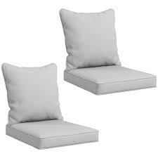 Summsun Outdoor Chair Cushions Set of 4, Waterproof Backrest and Deep Seat Cushion Set for Patio Furniture, Outdoor Sofa Replacement Cushions with Removable Cover, 24 x 24 Inch, Light Grey