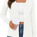 LILLUSORY Cardigan Sweaters for Women 2024 Fall Fashion Trendy Button Down Lightweight Sweater Knit Jackets Outfits White M