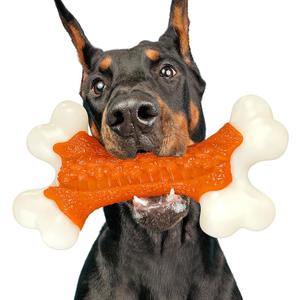 Tough Dog Toys, Toys for Aggressive Chewers Large Breed, Chew Dogs, Bone Toy Nylon Dogs Almost Indestructible, Orange  (1 Pack)