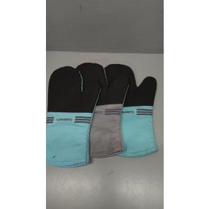 Cuisinart Neoprene Oven Mitts Aqua + Black Heat Resistant 7.5" X 12.5" Set of 3