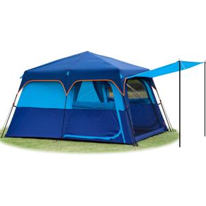 KTT Instant Tent 6-8 Person(C),Large Family Cabin Tents,Automatic Tent Build Quickly in 60S,2 Rooms,2 Top Windows,3 Doors and 3 Windows with Mesh,Waterproof,Big Tents for Outdoor,Picnic,Camping (Dark Blue)