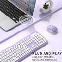 Wireless Keyboard and Mouse, 2.4GHz Cordless Keyboard Mouse Combo, Optical Mouse, Plug and Play USB Receiver, Compatible with Windows, Mac, Laptop, and PCWhite Purple