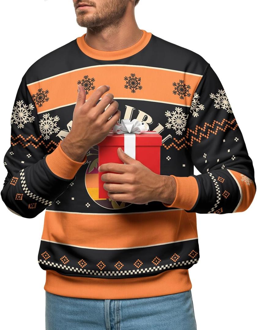 Ugly Christmas Sweater for Men & Women  Funny Vodka Bottle Pullover for Holiday, Party or Gag Gift (Medium, Tropical)