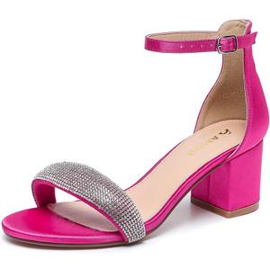 Amoji Women's 2.5 Inch Low Heel Ankle Strap Dressy Sandals 301, Size 37.5