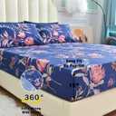 JSD Navy Blue Tropical Floral Printed Sheet Set King Size | 4 Piece Soft Botanical Microfiber Sheets, 16 inch Extra Deep Pocket, OEKO-TEX Certified, Easy Care, Blue Flower