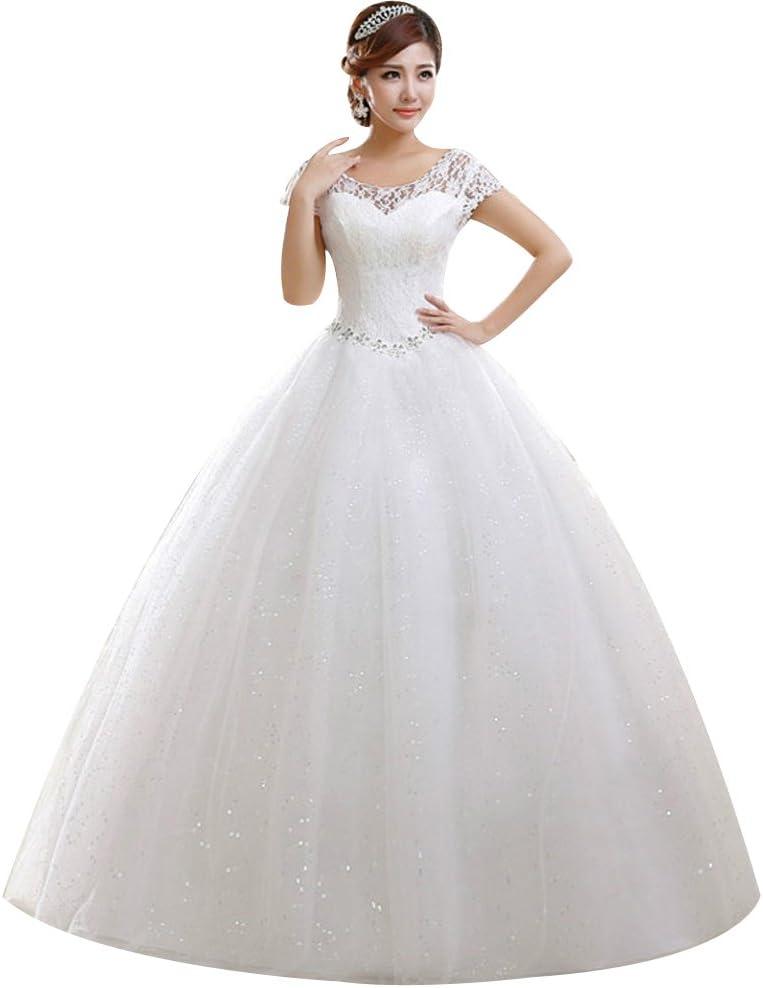 Eyekepper Double Shoulder Floor Length Bridal Gown Wedding Dress Custom Size (16, White)