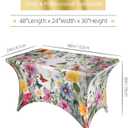 Flowers Butterfly Spandex Tablecloth for Rectangular Tables, Fitted Tablecloth 4FT Stretch Spandex Table Covers for Folding Tables, Wrinkle Resistant Table Protector for Party Weddings BBQ