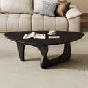 Mid Century Modern Coffee Table - Black Wooden Coffee Table for Living Room,Center Table Suitable for Bedroom Living Room Reception Office Tables (Black, Small 34.5 * 23.5 * 16in)