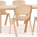 Flash Furniture Emmy Adjustable Classroom Activity Table with 6 Stackable Chairs, Plastic Activity Table for Kids, 23.625" W x 47.25" L, Natural