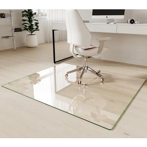 Koonmi Tempered Glass Chair Mat 45"x53" - Premium Office Chair Mat for Hardwood Floors & Low-Pile Carpet with 4 Non-Slip Pads - Thick Scratch-Resistant Surface (Clear)