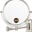 ALHAKIN 1X/30X Wall Mounted Makeup Mirror, 8 Inch Double Sided Magnifying Mirror for Wall, Bathroom Makeup Mirror with 360 Rotation Extendable Swivel Arm, Nickel