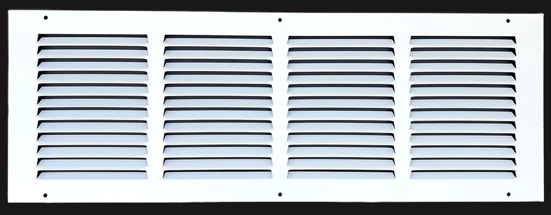 Fits 20x6 Duct Opening Stamped Steel Return Air Grille Vent Cover Grille for Sidewall and Ceiling in White Surface Dimensions: 21.75"W X 7.75"H (20" W x 6" H Duct Opening)