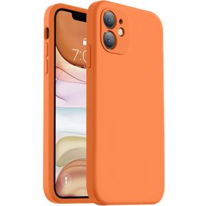 Vooii Compatible with iPhone 11 Case, Upgraded Liquid Silicone with [Flat Edges] [Camera Protection] [Soft Anti-Scratch Microfiber Lining] Phone Case for iPhone 11 6.1 inch - Bright Orange