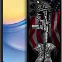 Case Compatible with Samsung Galaxy A15 5G,American Flag Soldier Cross Pen Blank Back+Soft Silicone Acrylic TPU Design Shock Fall Prevention Protective Case for Samsung Galaxy A15 5G
