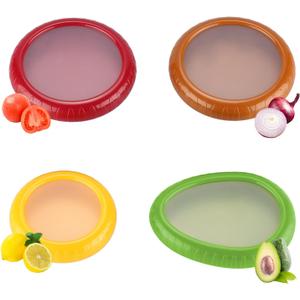 Silicone Avocado Saver - Set of 4 Reusable Storage Containers for Fridge - Ideal for Onions Lemons Tomato and Potatoes More