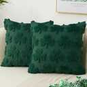 Kevin Textile St. Patrick's Day Pillow Covers 18 x 18 Inch Pack of 2 Soft Faux Fur Green Shamrock Decorative Lucky Clover Throw Pillowcase for Spring Home Bed Sofa Couch Dark Green