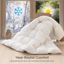 Cobnom Feather and Down Fibres Comforter Queen Size - 100% Organic Cotton, Quill-Free & Ethical, Luxury All Season Duvet Insert (White, 90x90 Inches)