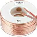 Kinter Cable 100ft 16-Gauge Audio Stereo Speaker Wire Cable, 100 Feet, 30.48 Meters, 2 Conductor, Polarity Marked, Flexible Clear PVC, CCA, Home Theater, HiFi, Surround or Auto Amps