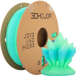 Transparent Multi Rainbow Color Gradient Change PLA 1.75mm 1KG 3D Printing Filament Crystal Rainbow PLA Clear PLA Filament with Cardboard Spool -Prairie