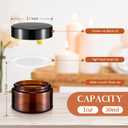 Domensi 60 Pcs 1oz Glass Jars with Lids Bulk Salve Tins Winter Cream Container Small Glass Cosmetic Jars for Travel Lip Balm with Inner Liners for Lotion Sample Cream(Amber, Black Lid)